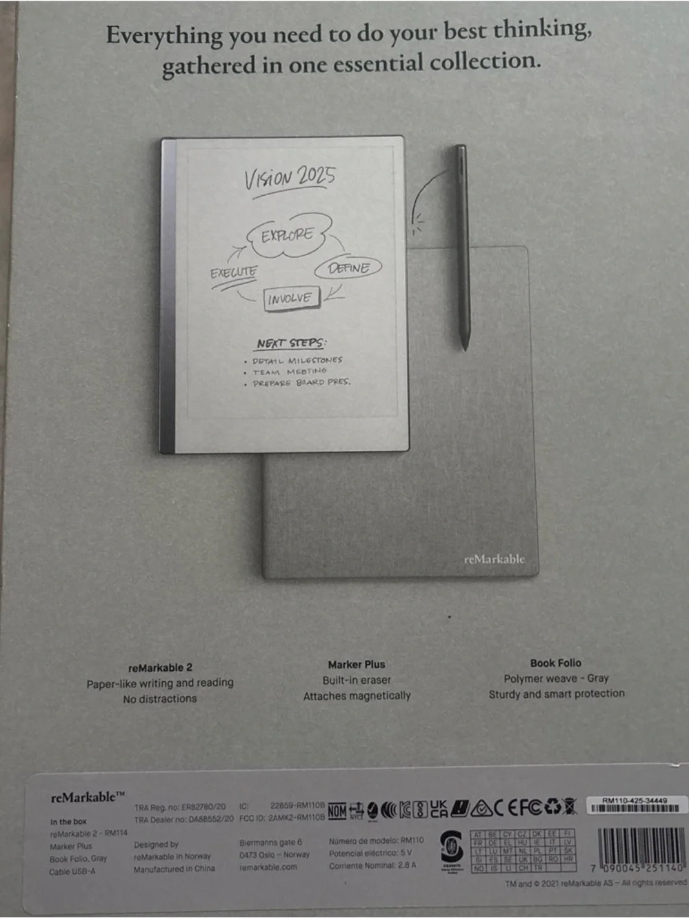 reMarkable 2 Marker Plus Book Folio - Gray